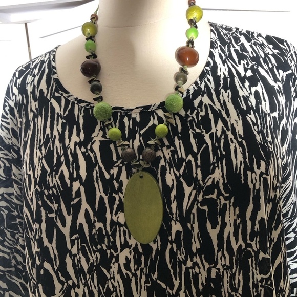 Pure Energy Kaftan Tunic Zebra Print Black White 2X 3X - Picture 7 of 11